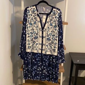 Blue embroidered dress